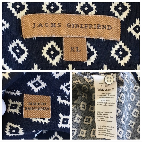 Jachs Girlfriend Navy Blue Southwest Aztec Blouse - Picture 9 of 9